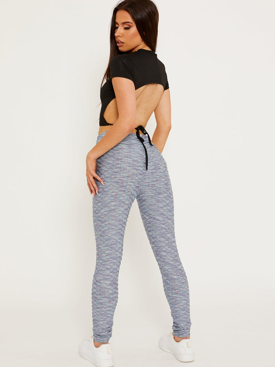 Colourful Textured Scrunch Butt Gym Leggings