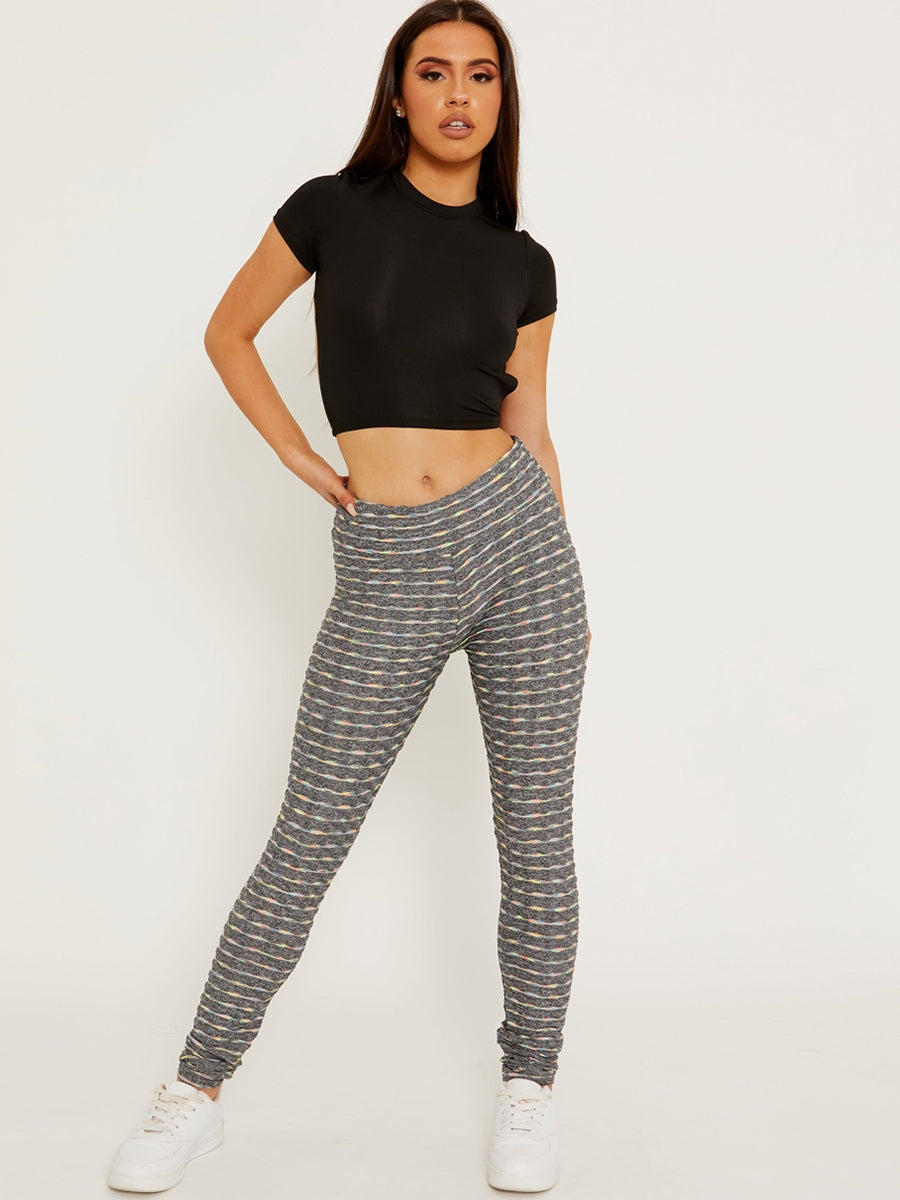 Colourful Textured Scrunch Butt Gym Leggings