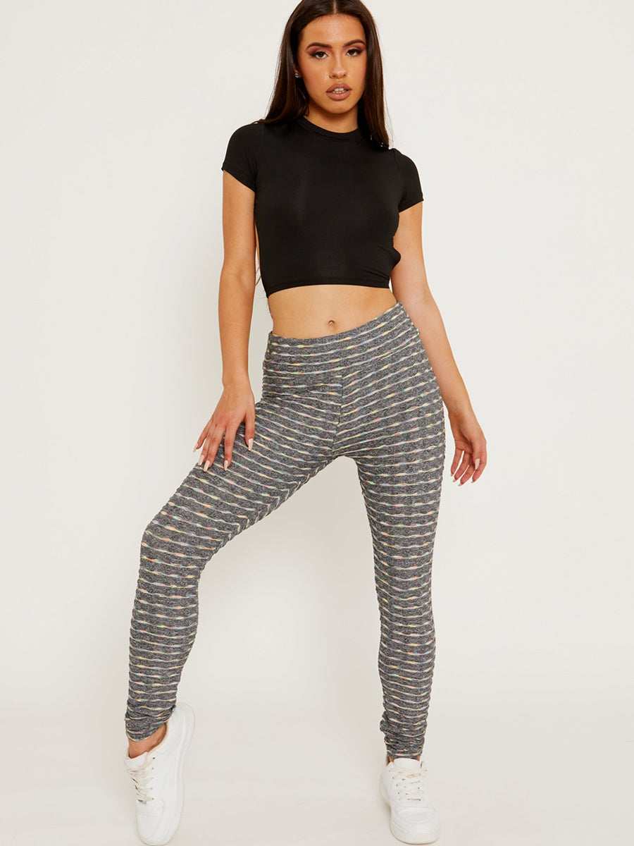 Colourful Textured Scrunch Butt Gym Leggings