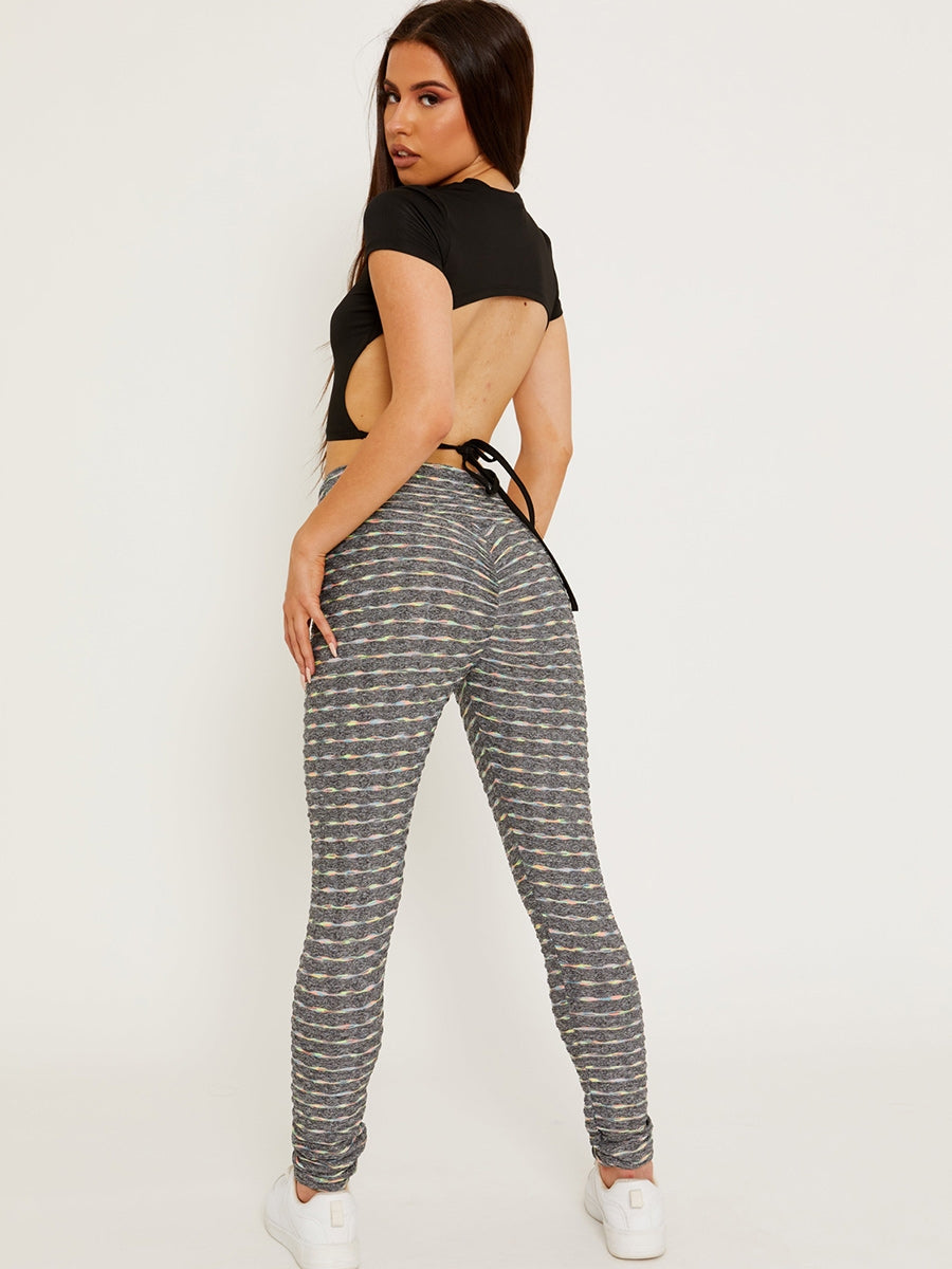 Colourful Textured Scrunch Butt Gym Leggings