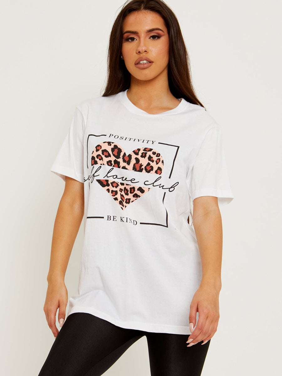 Self Love Club Heart Graphic Printed T-Shirt