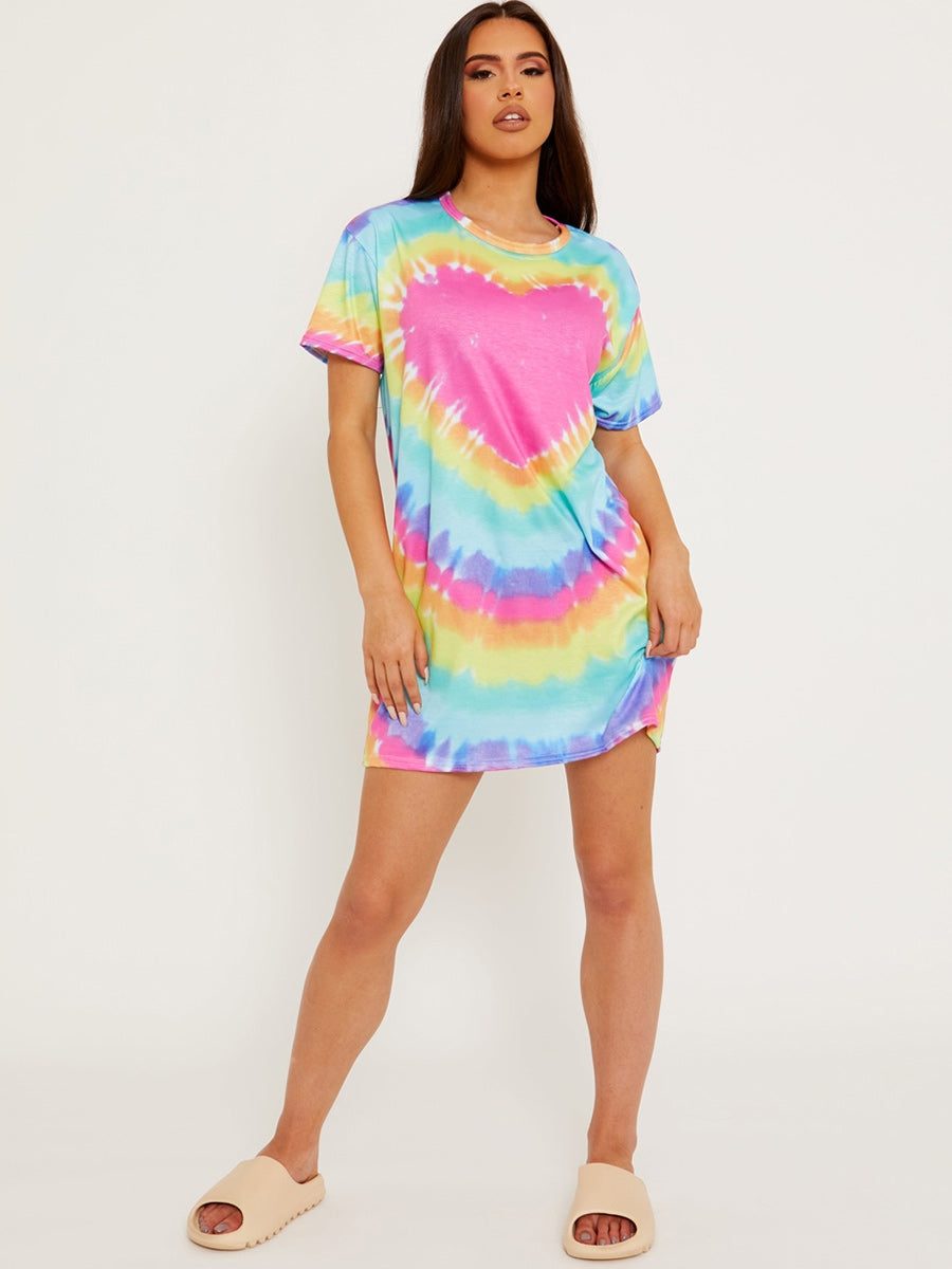Heart Tie Dye T-shirt Dress