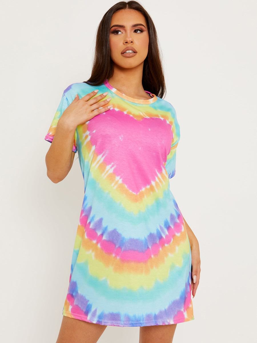 Heart Tie Dye T-shirt Dress