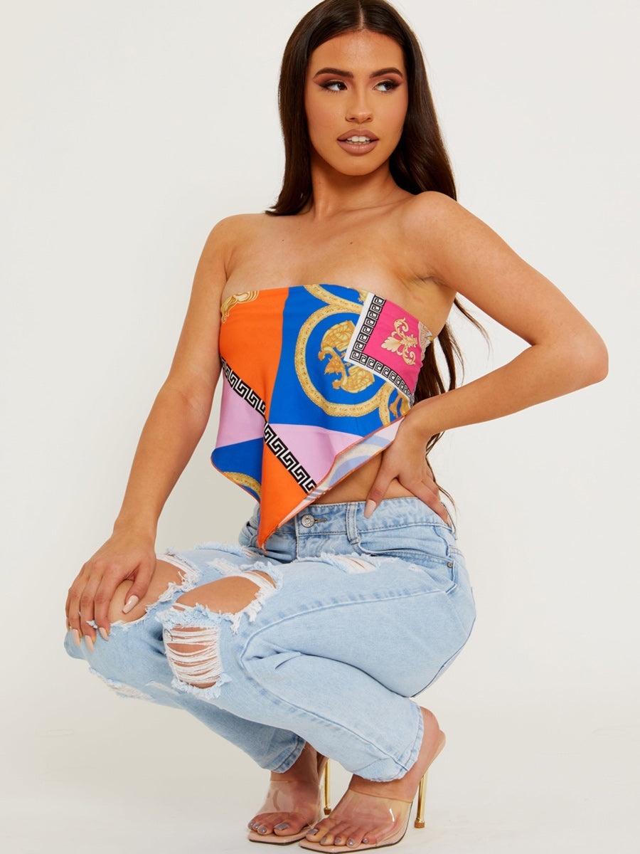 Lion Print Bandana Scarf Top