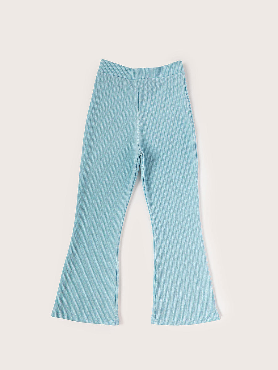 Kids Balloon Sleeve Ribbed Top & Flared Trouser Co-ord