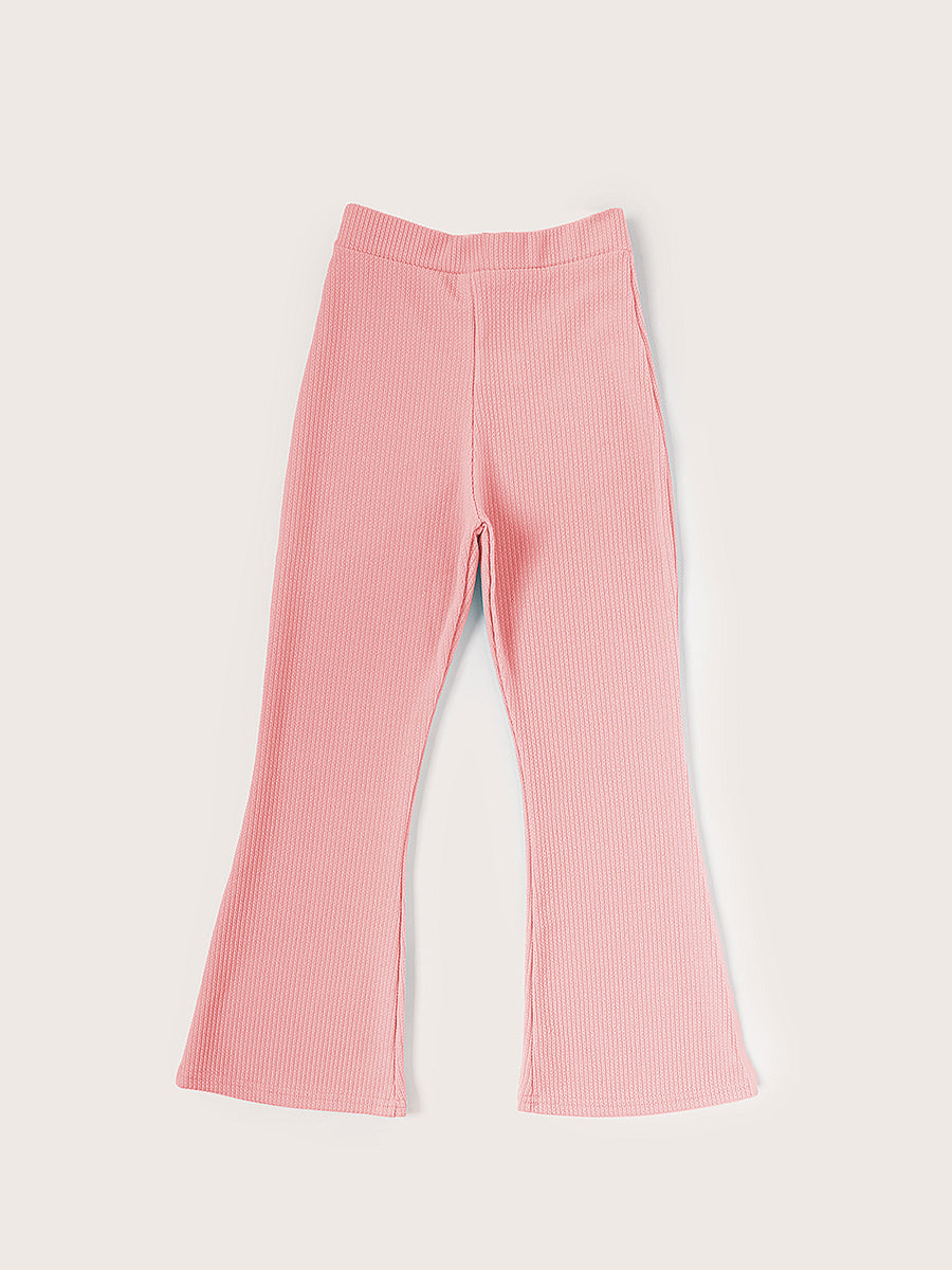 Kids Balloon Sleeve Ribbed Top & Flared Trouser Co-ord