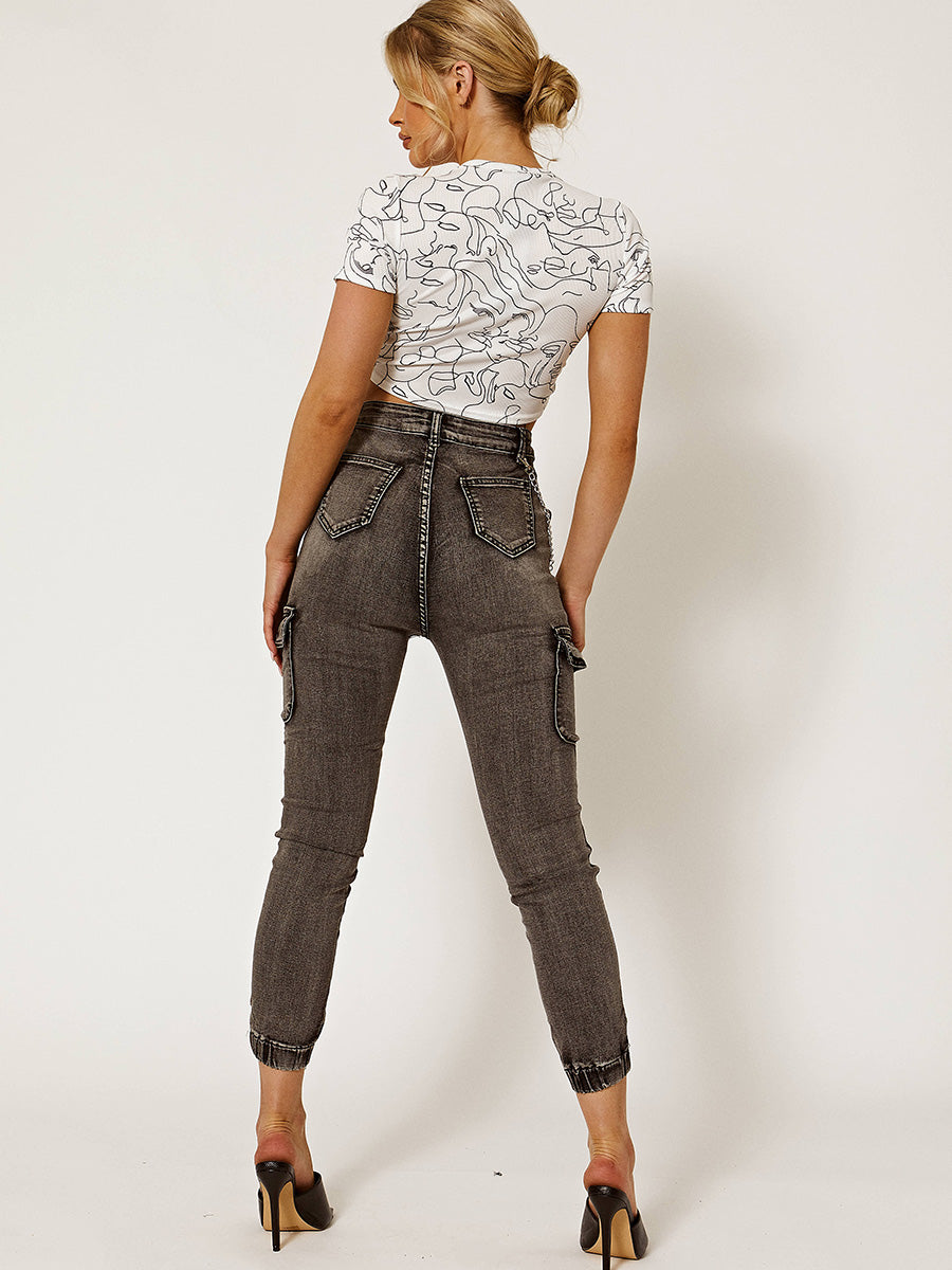 Combat Chain Cargo Jeans Trousers
