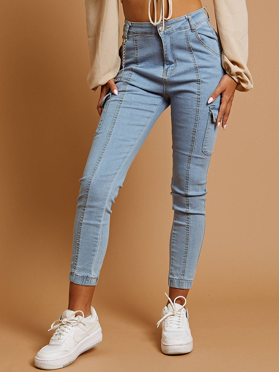 Combat Chain Cargo Jeans Trousers