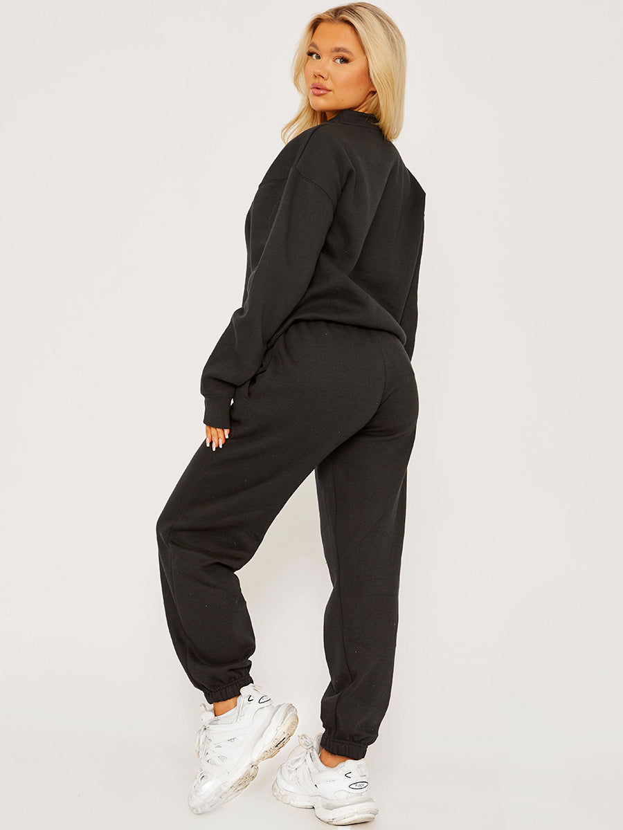 Oversized Plain Sweatshirt & Jogger Fleeced Co-ord