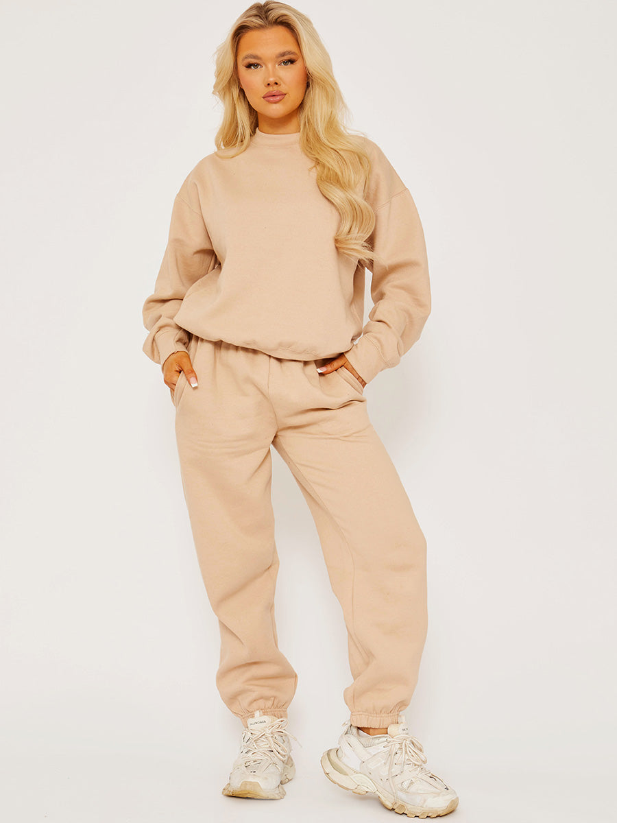 Oversized Plain Sweatshirt & Jogger Fleeced Co-ord