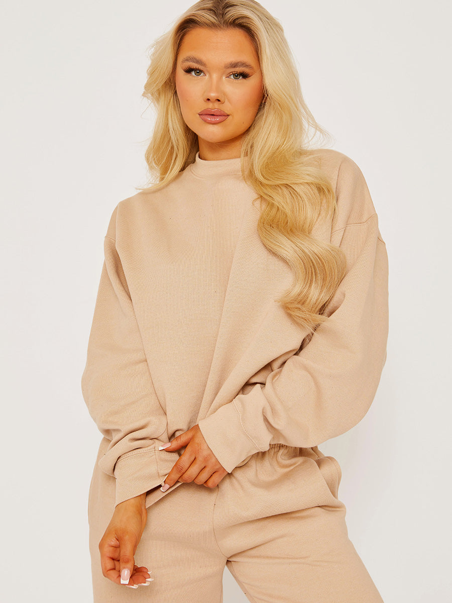 Oversized Plain Sweatshirt & Jogger Fleeced Co-ord