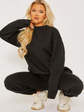 Oversized Plain Sweatshirt & Jogger Fleeced Co-ord