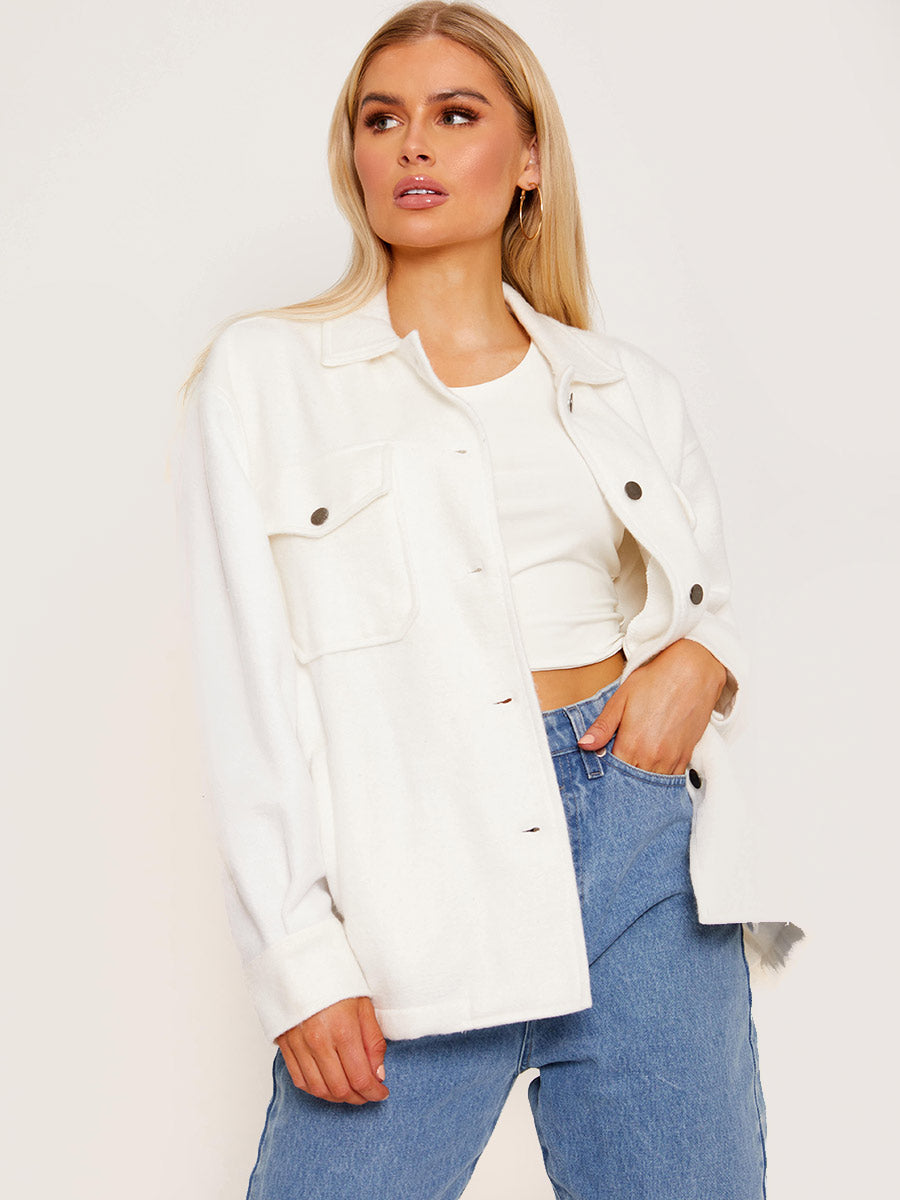 Plain Classic Thick Shirt Jacket Shacket