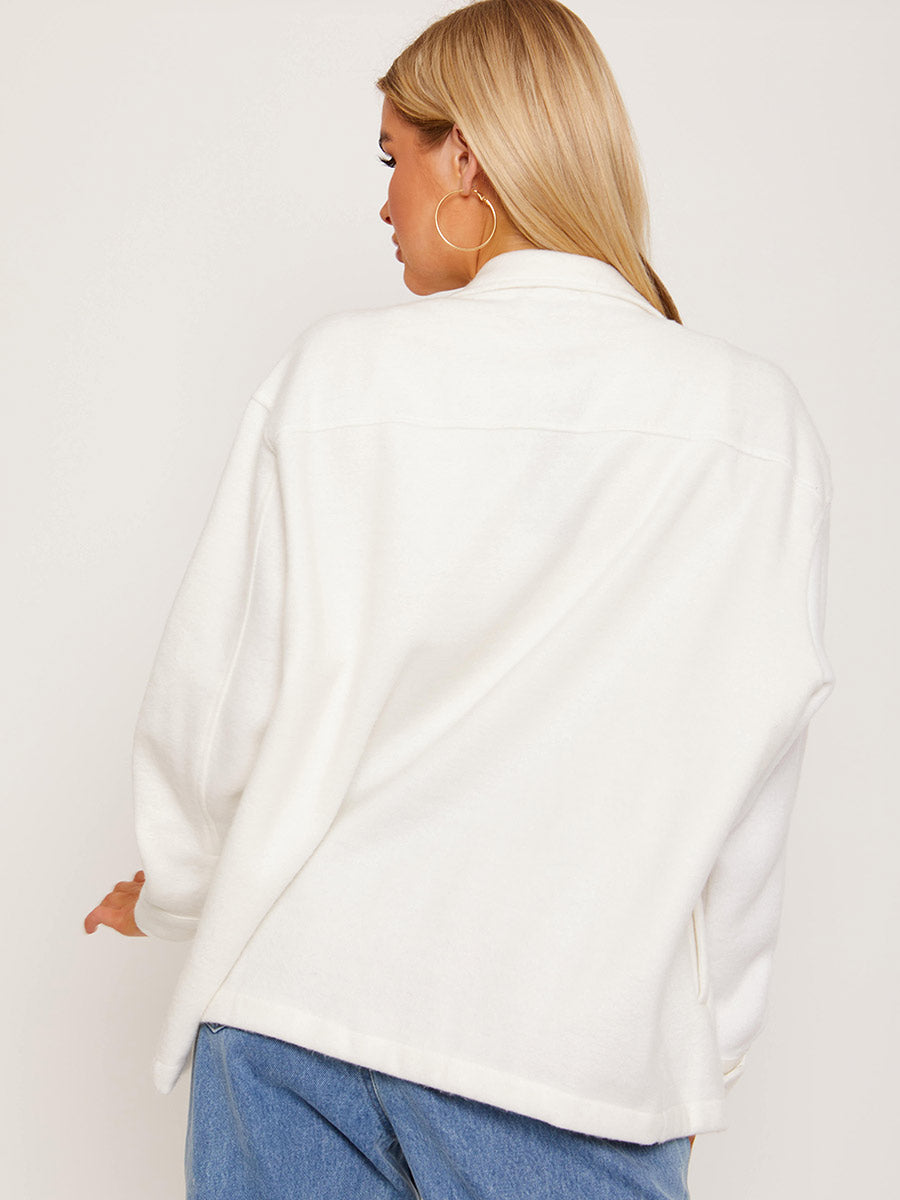 Plain Classic Thick Shirt Jacket Shacket