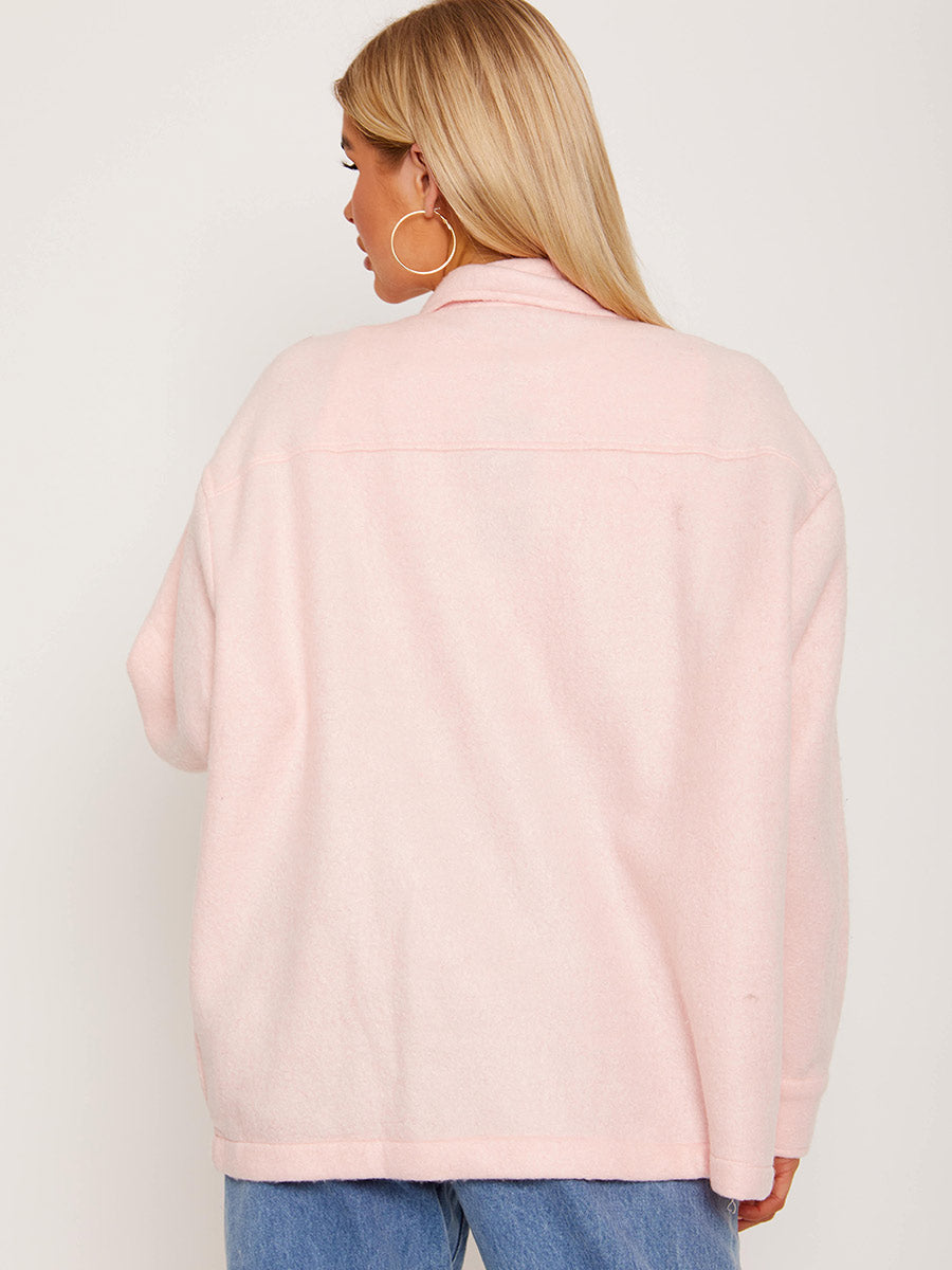Plain Classic Thick Shirt Jacket Shacket
