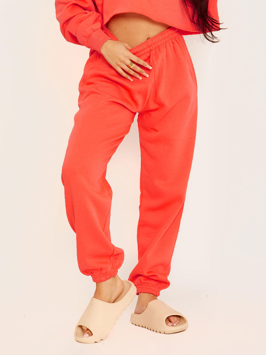 Raw Hem Cropped Hoodie & Jogger Fleece Co-ord