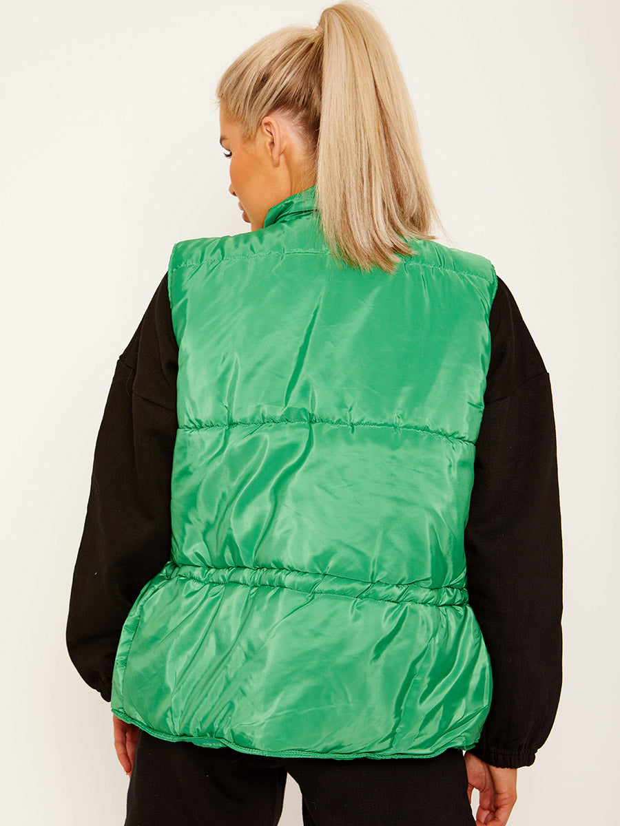 Silver Button Padded Gilet Waistcoat