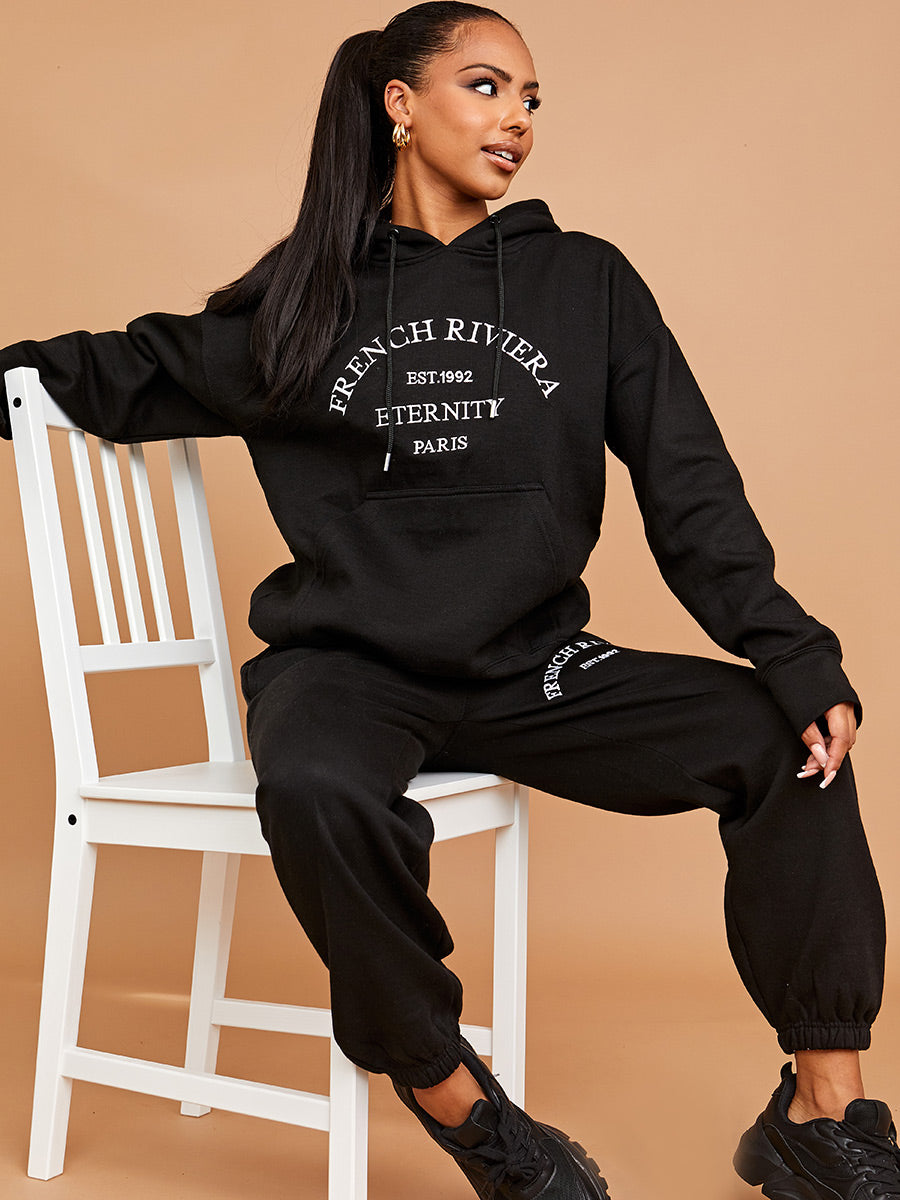 Embroidered French Riviera Hooded Fleece Co-ord