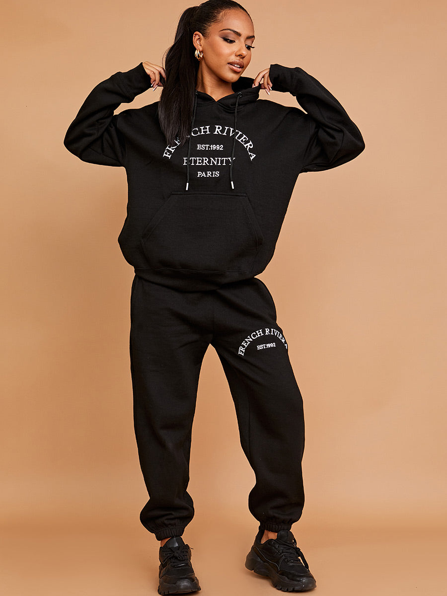 Embroidered French Riviera Hooded Fleece Co-ord