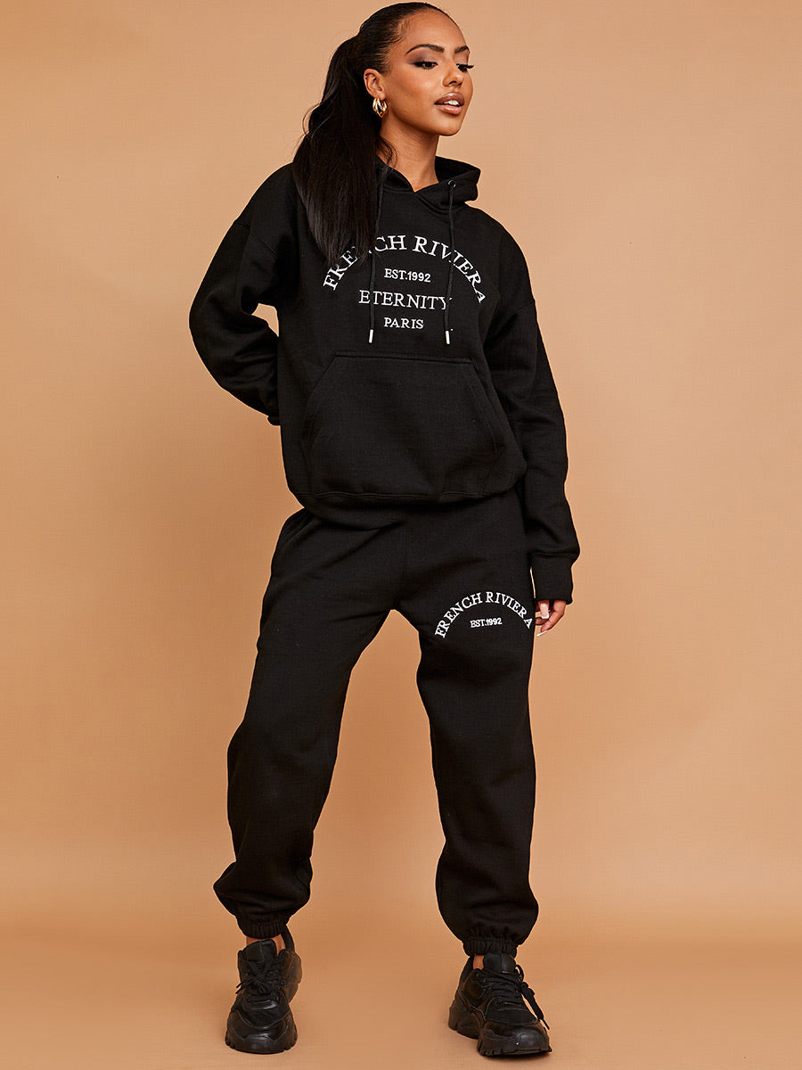 Embroidered French Riviera Hooded Fleece Co-ord