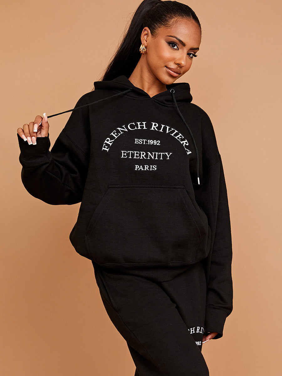 Embroidered French Riviera Hooded Fleece Co-ord