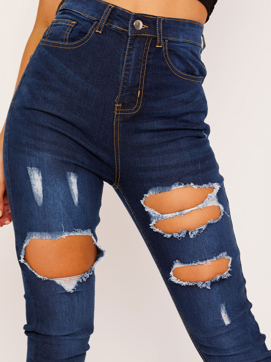 Distressed Frayed Flare Jeans