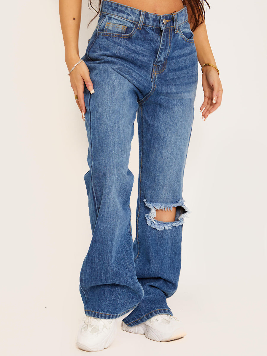 Ripped Knee Flapper Jeans