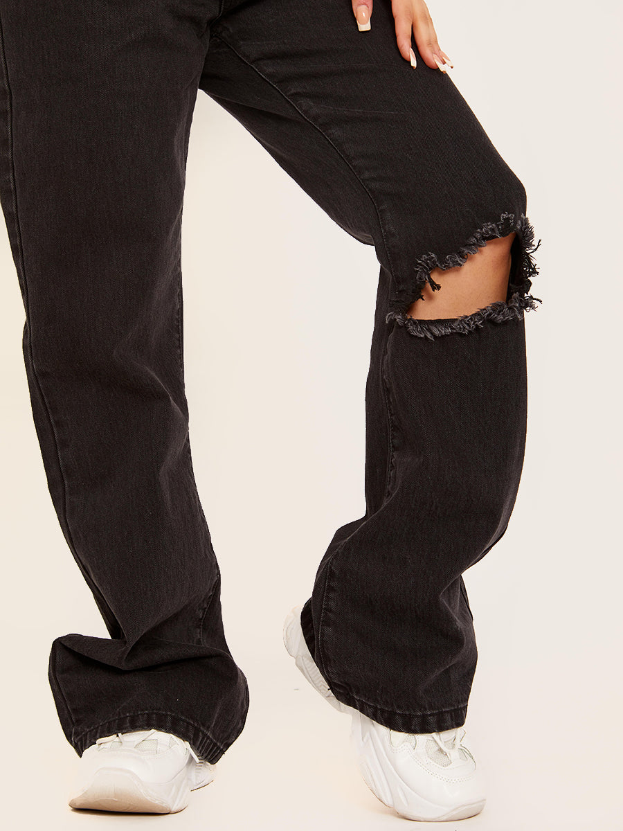 Ripped Knee Flapper Jeans