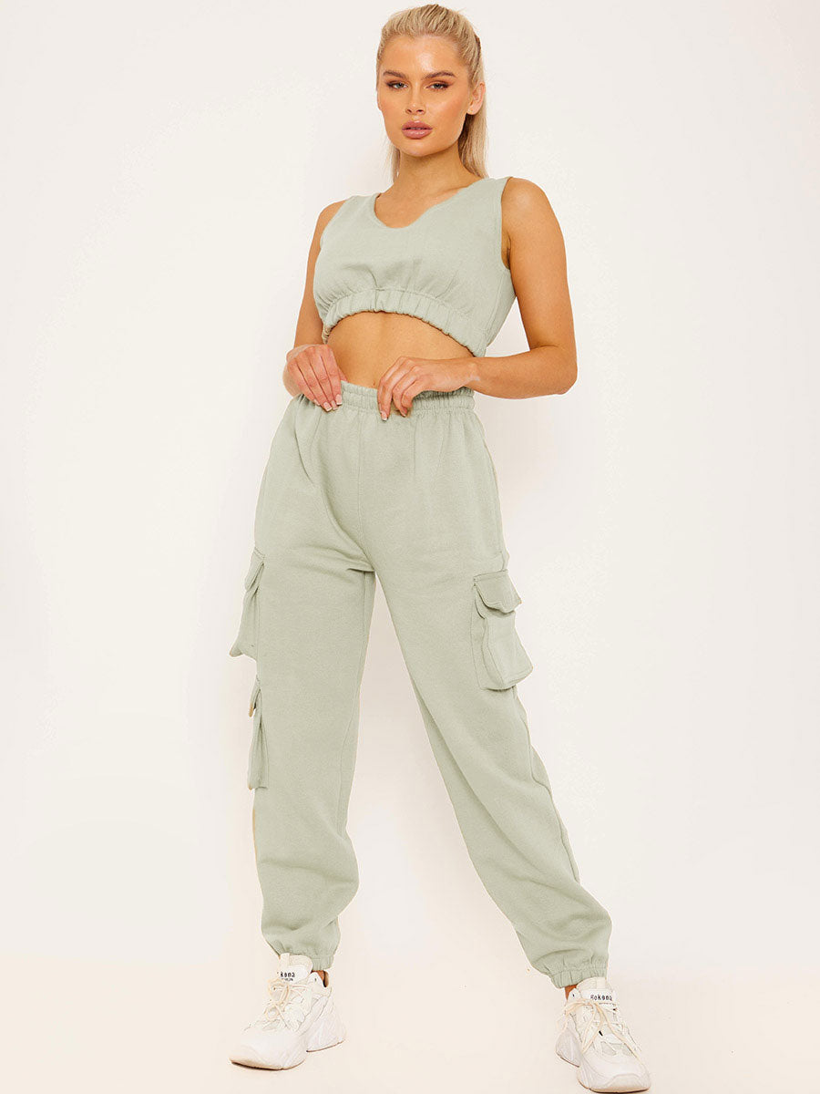 Fleeced Crop Top & Cargo Jogger Co-ord