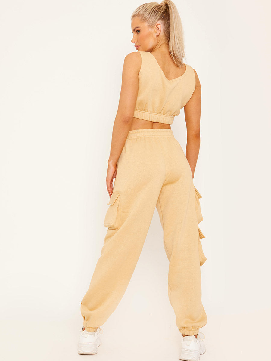 Fleeced Crop Top & Cargo Jogger Co-ord