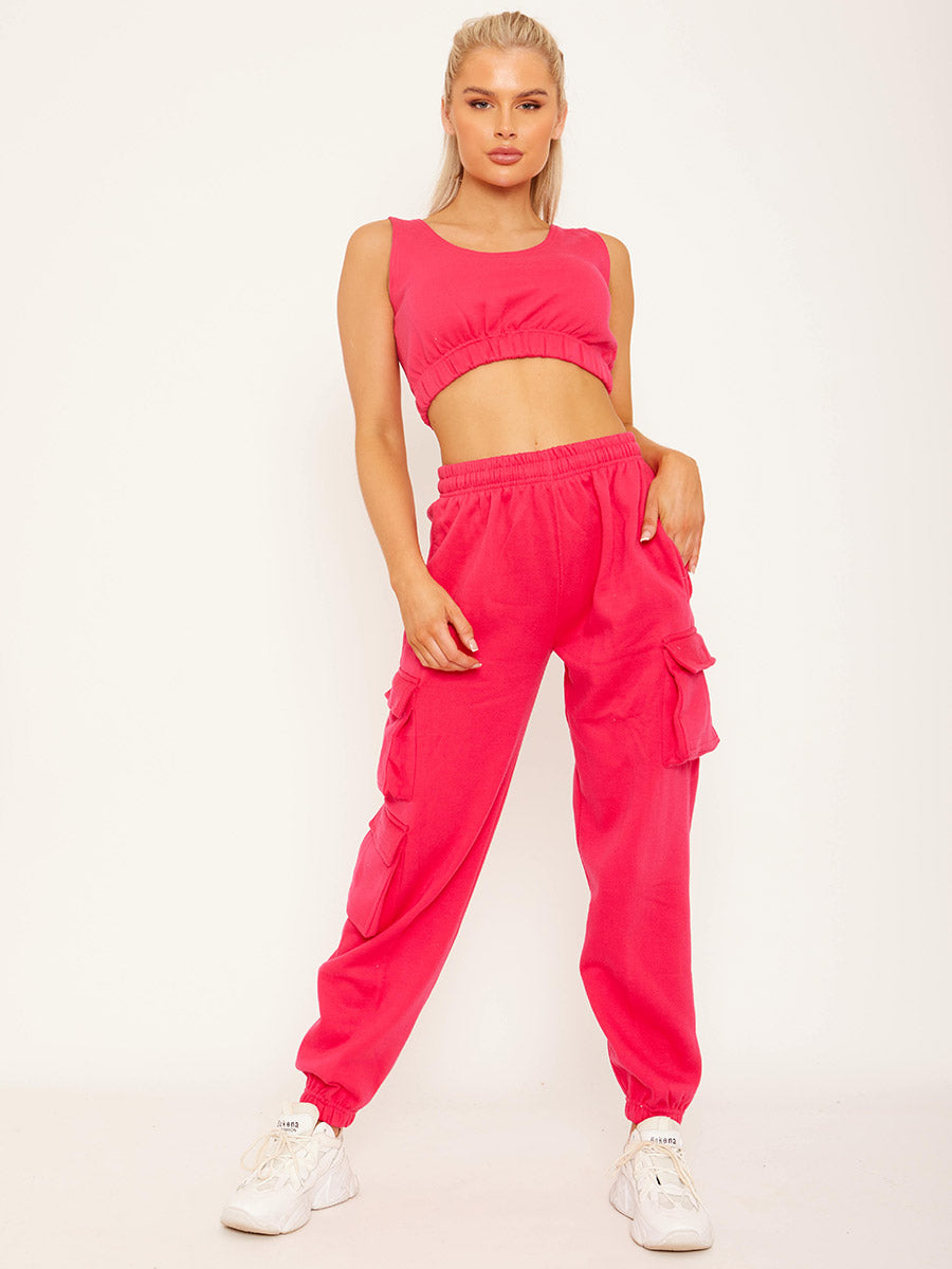 Fleeced Crop Top & Cargo Jogger Co-ord