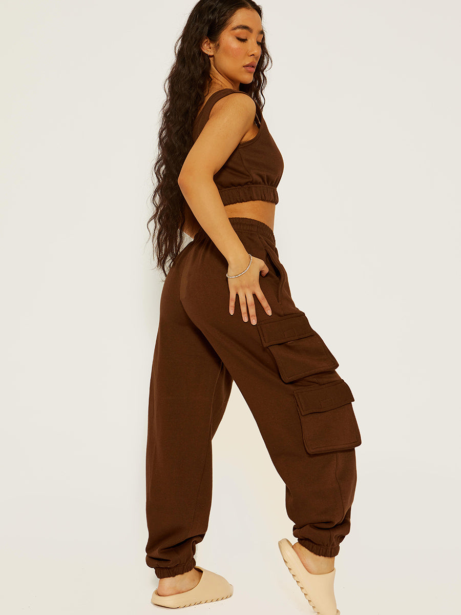 Fleeced Crop Top & Cargo Jogger Co-ord