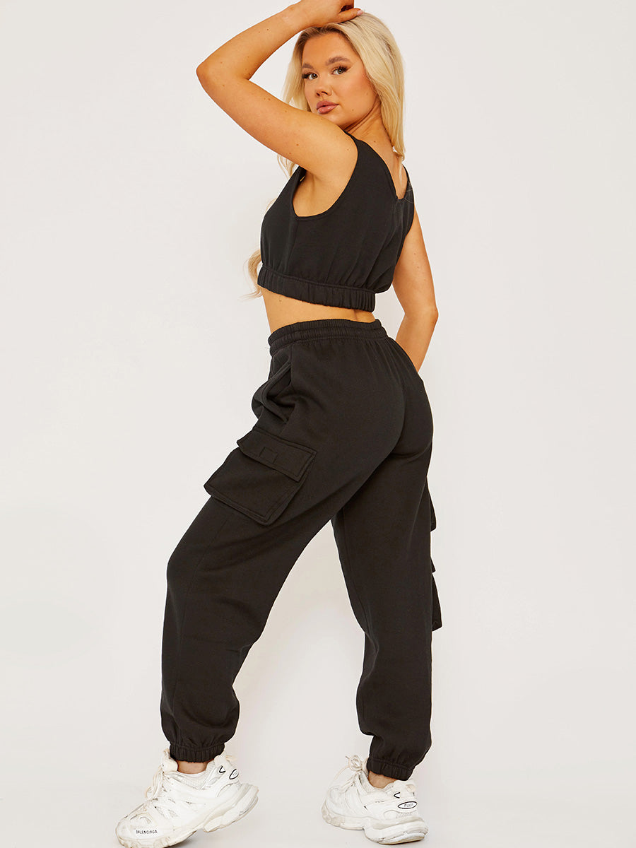 Fleeced Crop Top & Cargo Jogger Co-ord