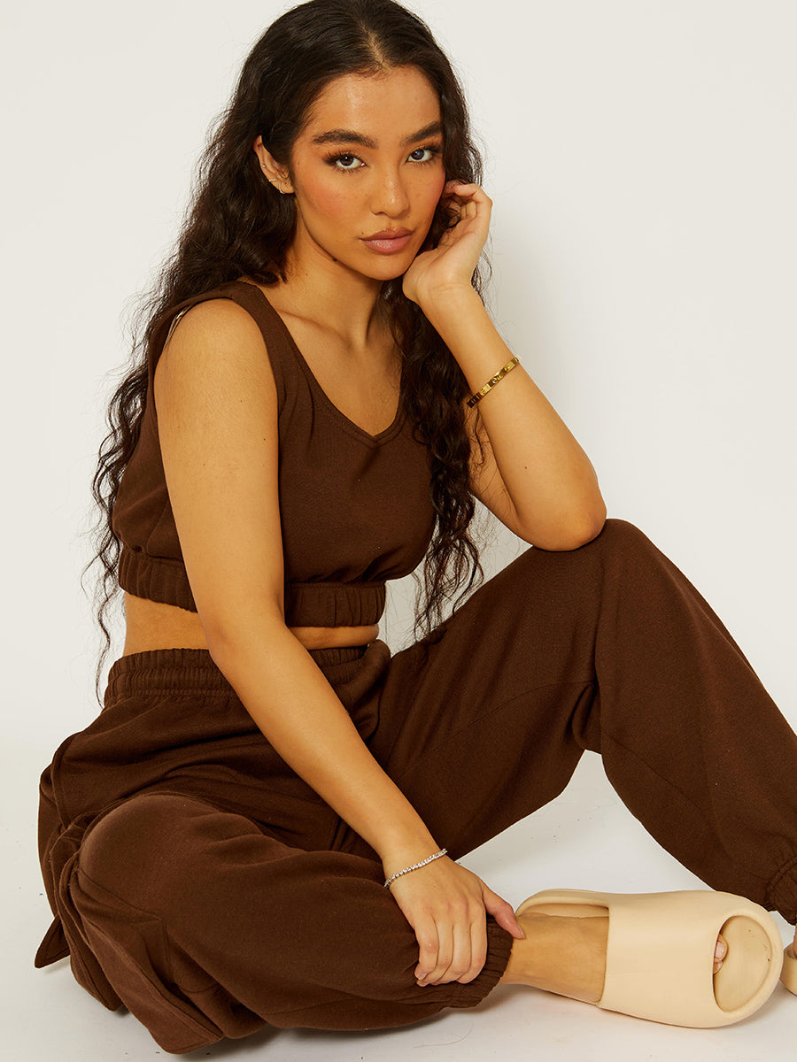 Fleeced Crop Top & Cargo Jogger Co-ord