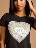 Sequin Heart Applique T-Shirt