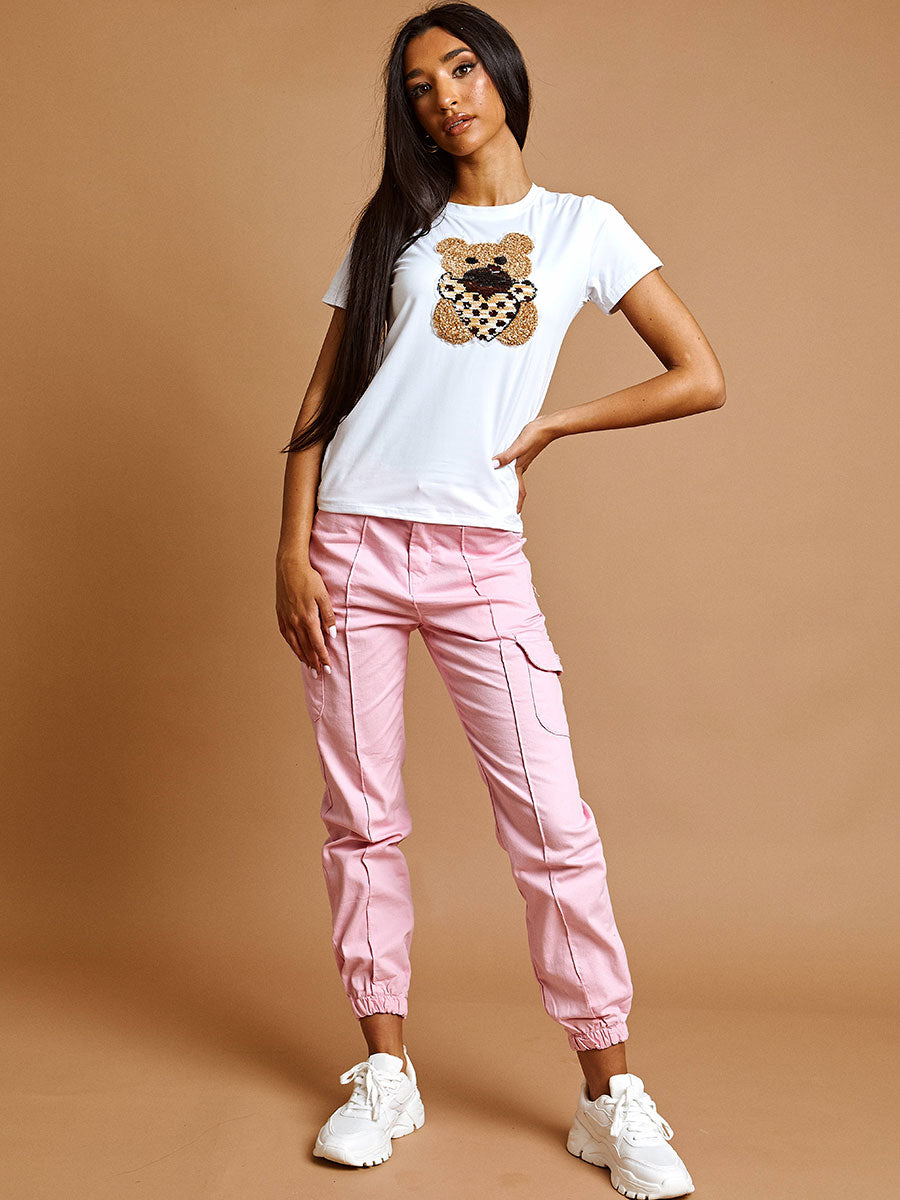 Sequin Teddy Applique T-Shirt