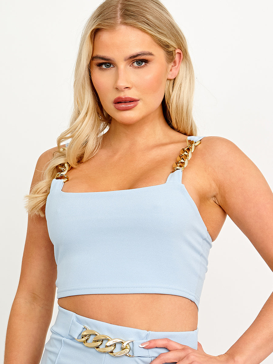 Chain Detail Crop Top & Trouser Co-ord