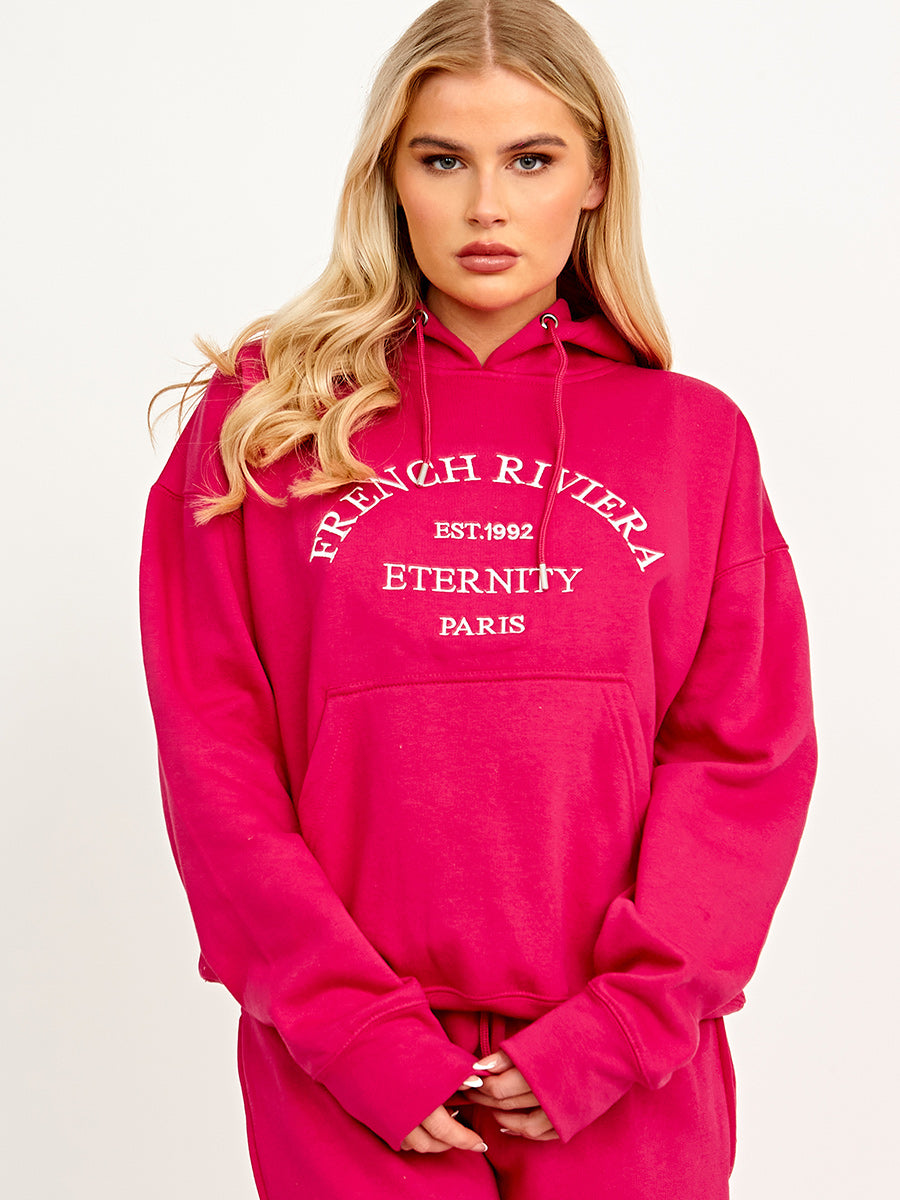Embroidered French Riviera Hooded Fleece Co-ord