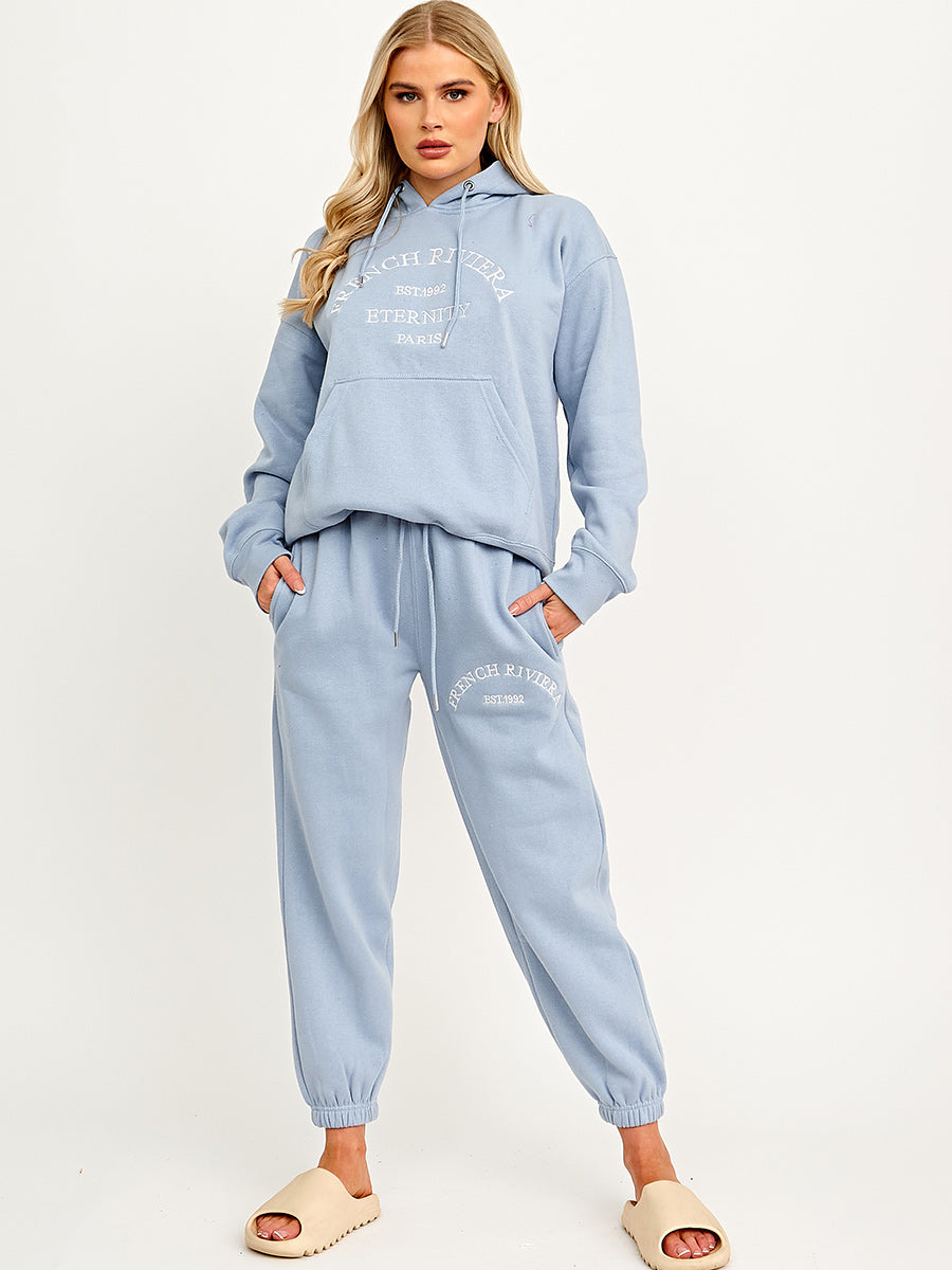 Embroidered French Riviera Hooded Fleece Co-ord