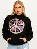 Peace Love Graphic Print Hoodie