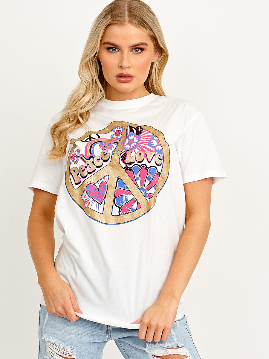 Peace Love Graphic Printed T-Shirt