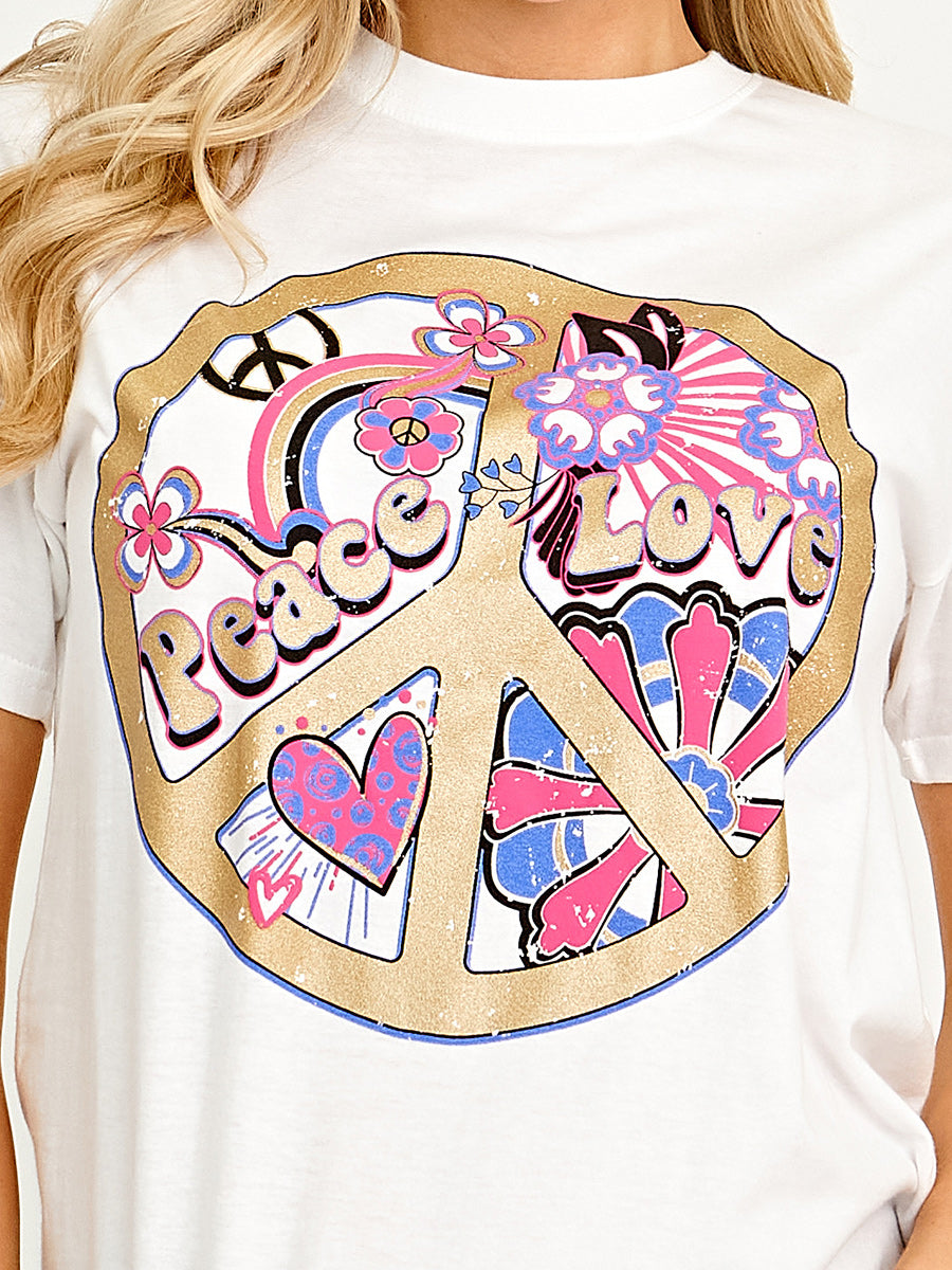 Peace Love Graphic Printed T-Shirt