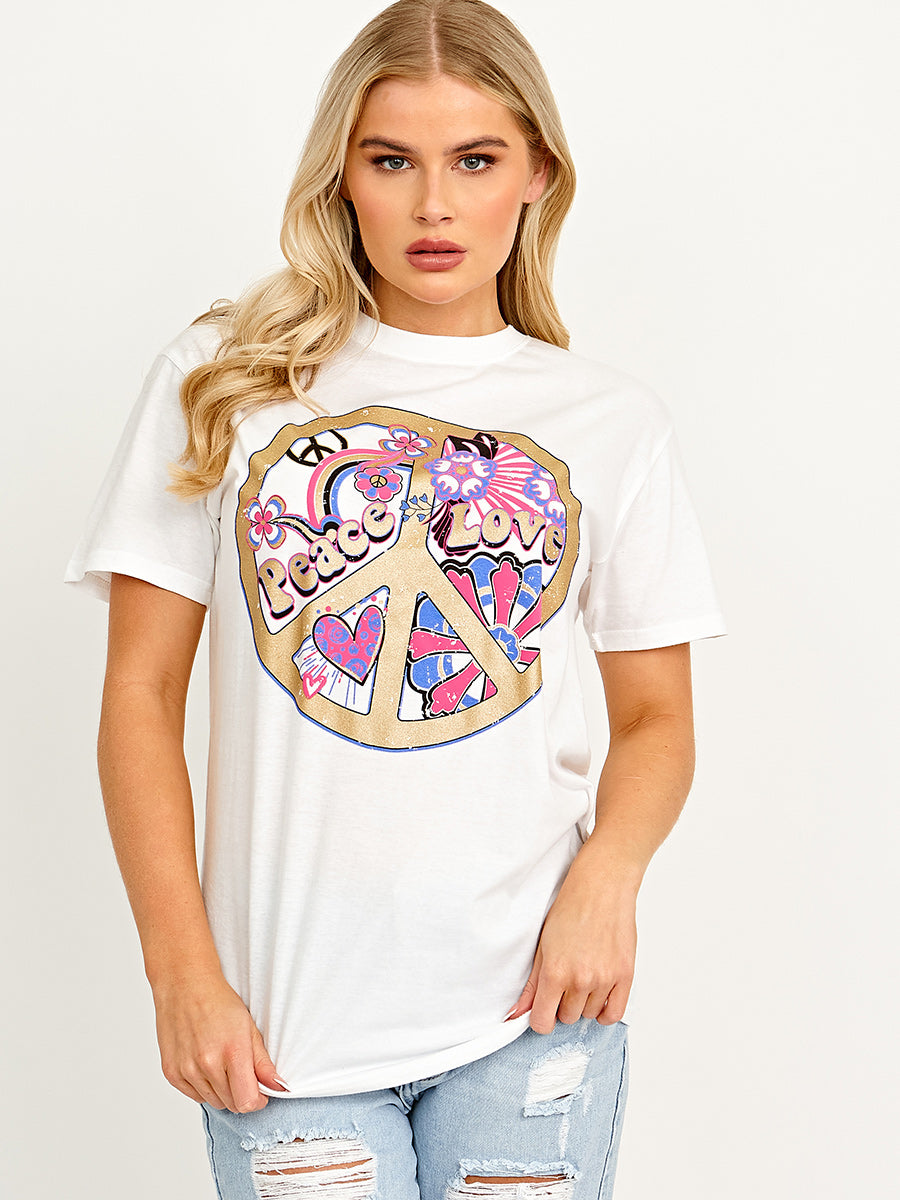 Peace Love Graphic Printed T-Shirt