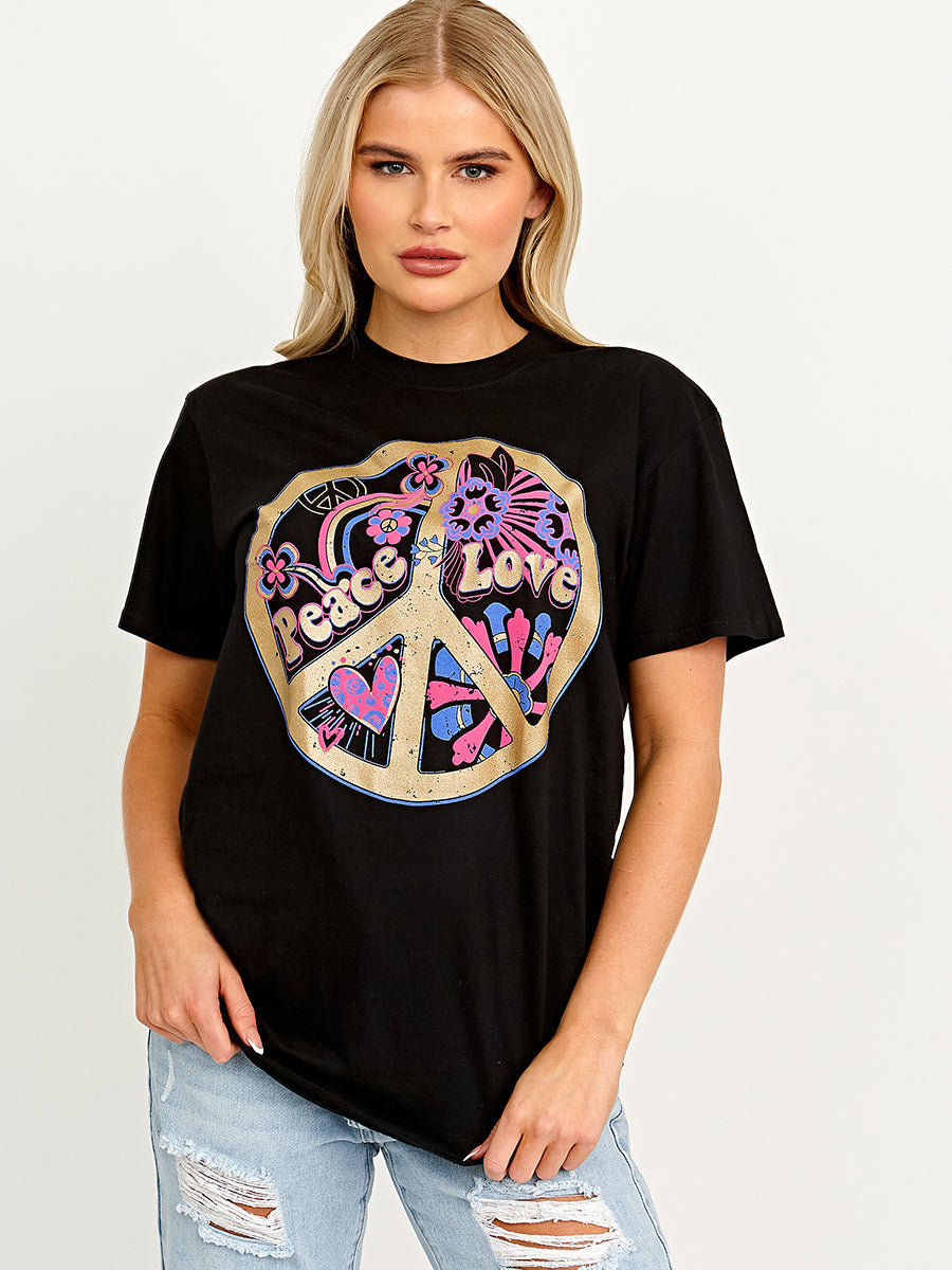 Peace Love Graphic Printed T-Shirt