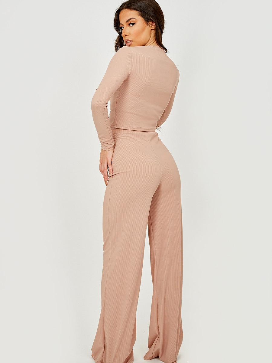 Button Detail Ribbed Co-ord