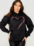 Butterfly Heart Graphic Fleeced Hoodie