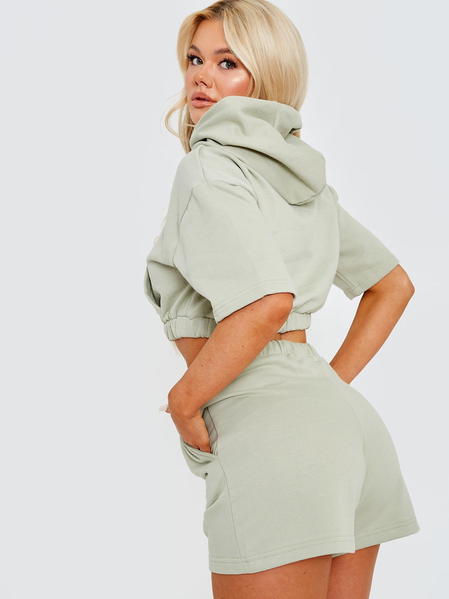 Cropped Hoodie & Shorts Fleece Co-ord