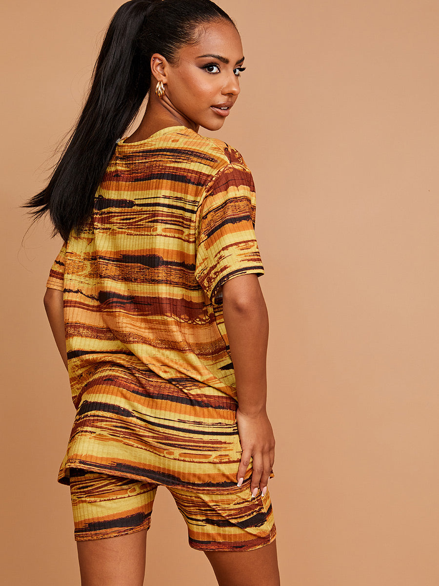 Watercolour Print Oversized Top & Shorts Co-ord