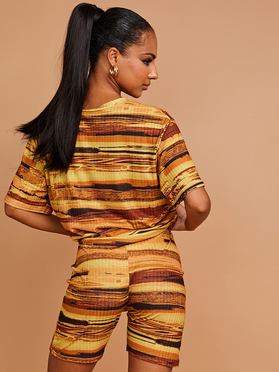 Watercolour Print Oversized Top & Shorts Co-ord
