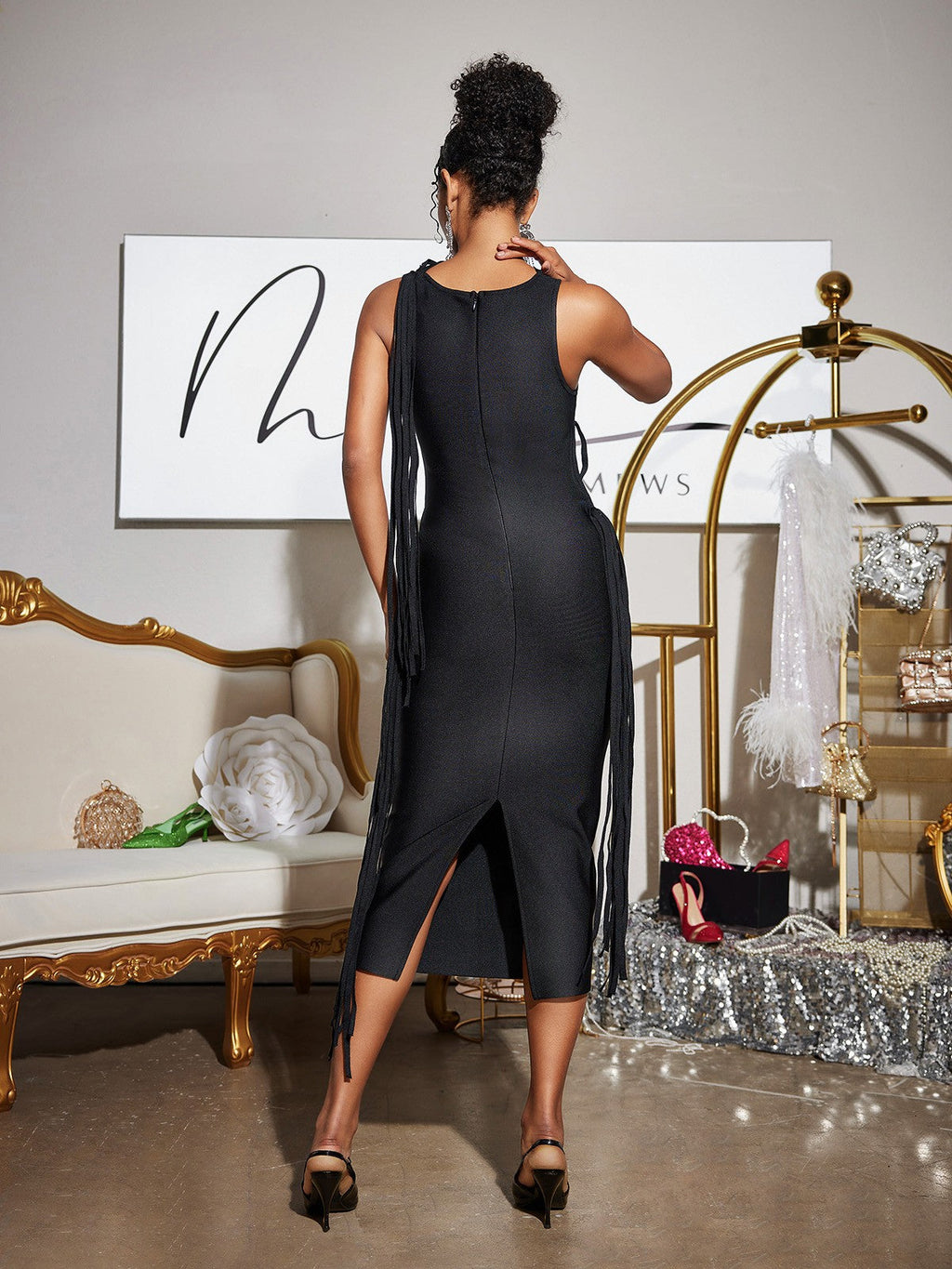 Tafari Cutout Bandage Midi Dress